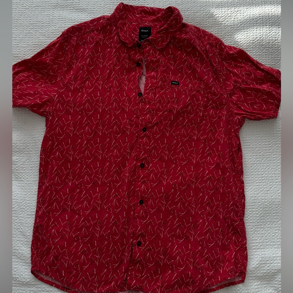RVCA Men's Casual Shirts Size XL Red